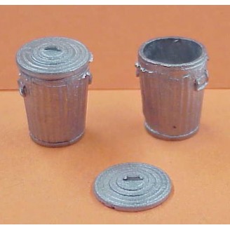 S SCALE LARGE TRASH CANS WITH LIDS