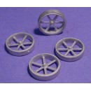 O SCALE TRACTOR OR WAGON WHEELS WITH FLAT RUBBER TIRES